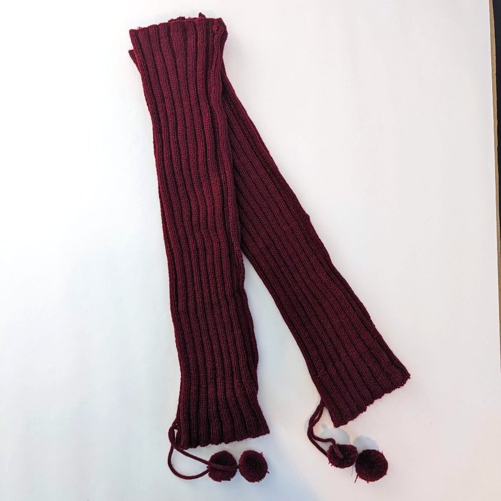 NWOT Maroon Knit Arm Warmer Sleeves with Pom Pom